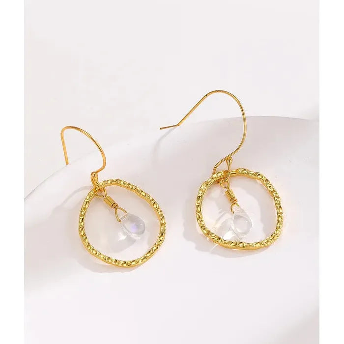 Irregular Circular Geometric Crystal Pendant Drop Earrings for Women Gold Party Jewelry