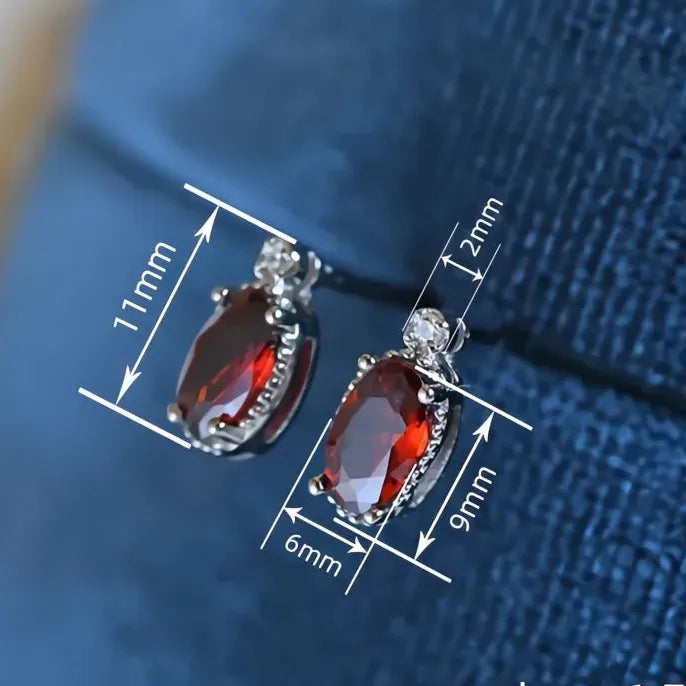 Mini Women Geometric Cubic Zirconia Stud Earrings White Red CZ Jewelry Party