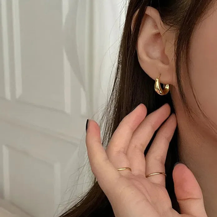Geometric Hoop Earrings for Women Simple Fashion Gold Silver Huggies Jewelry