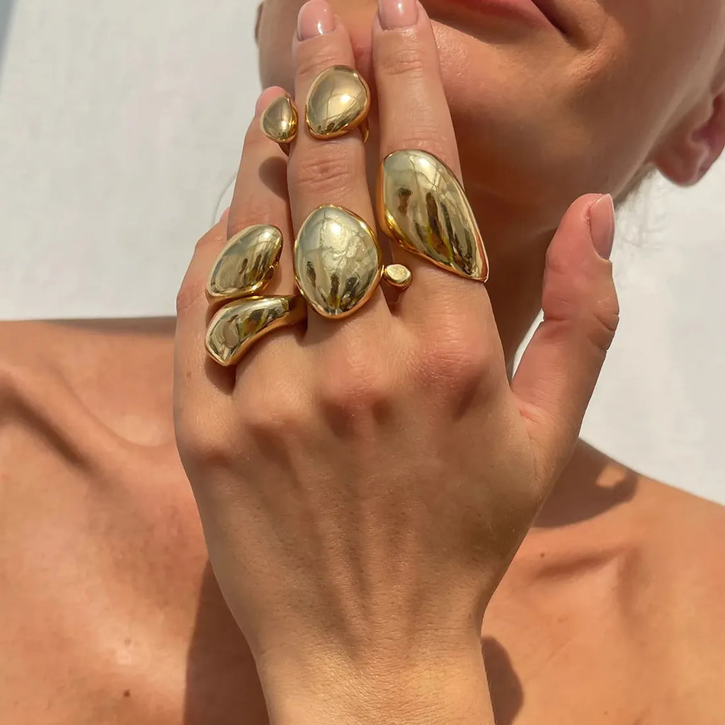 4Pcs Punk Geometric Square Open Rings for Women Men Fashion Jewelry
