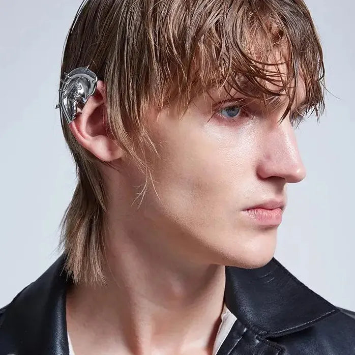 2025 Cyberpunk Skeleton Clip Earrings Copper Alloy Unisex Punk Jewelry Gift