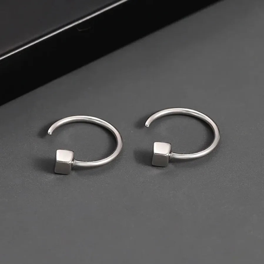 Vintage Minimalist Square Geometric Stud Earrings for Teens Women Men Punk