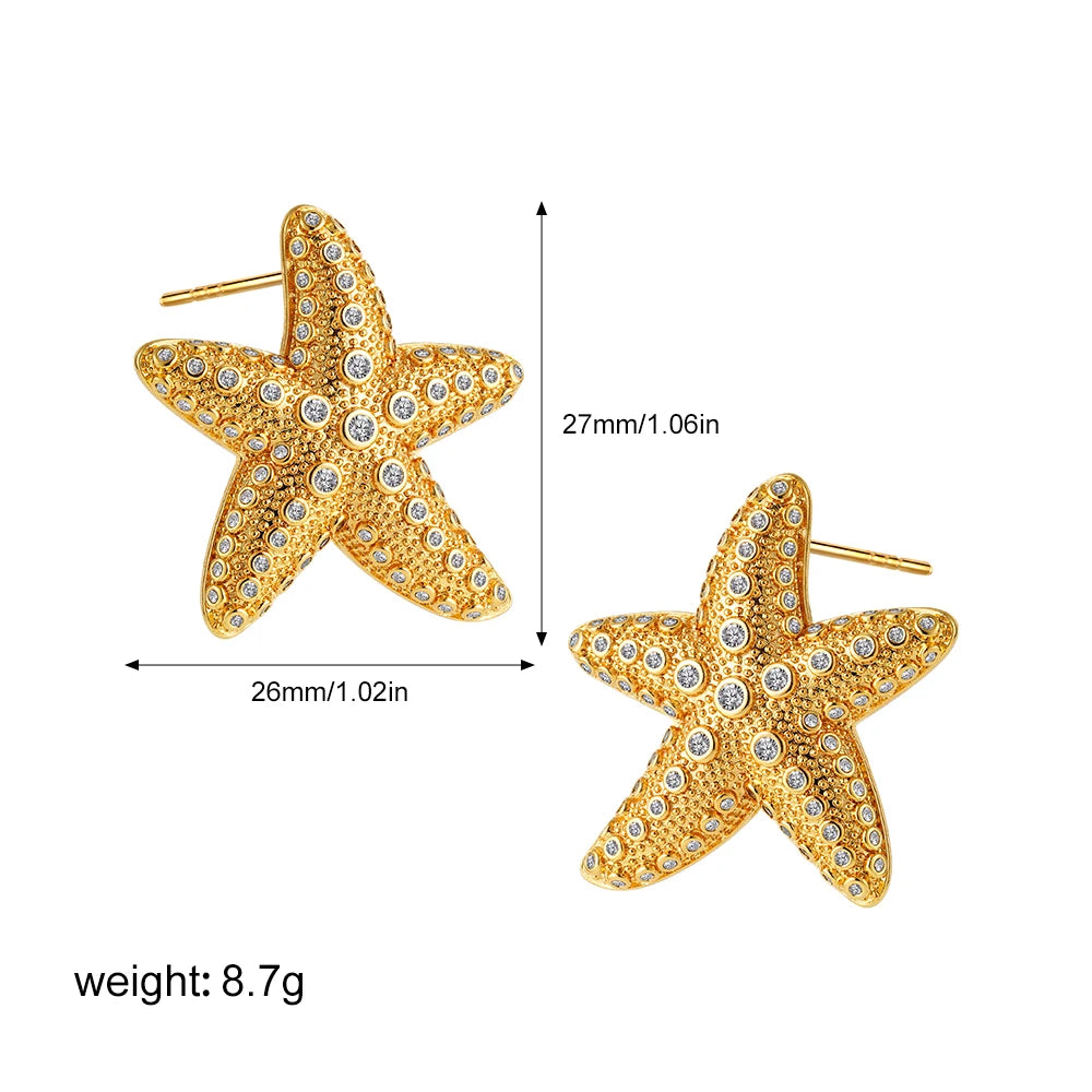 18K Gold Plated Stainless Steel Waterproof Ribbed Large Shell Stud Earrings