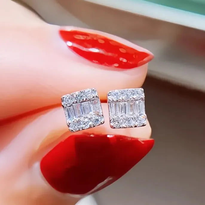 Delicate Water Drop Shaped Stud Earrings Silver Color Cubic Zirconia CZ Fashion Jewelry for Women