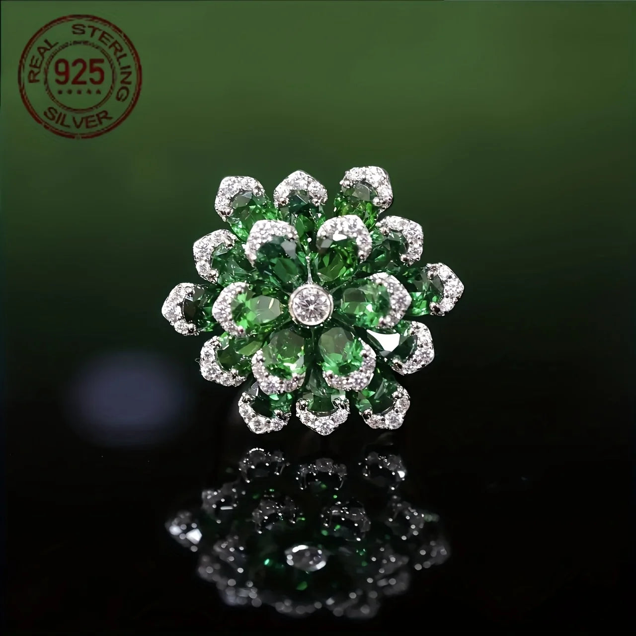 2026 New Trendy Temperament Big Flower Ring 925 Sterling Silver Full AAAAA Zircon Women Wedding Engagement Banquet Jewelry