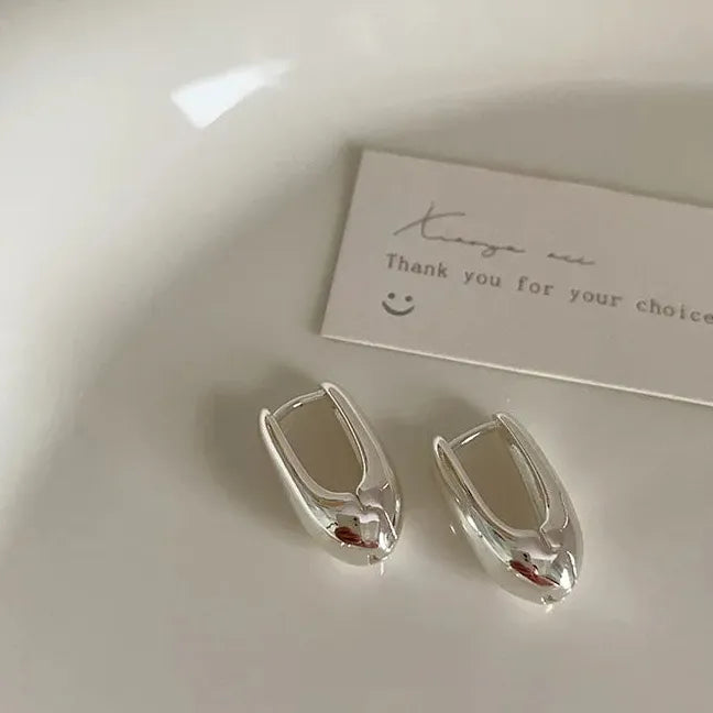 Glossy Chunky Gold Hoop Earrings for Women Geometric Vintage Jewelry