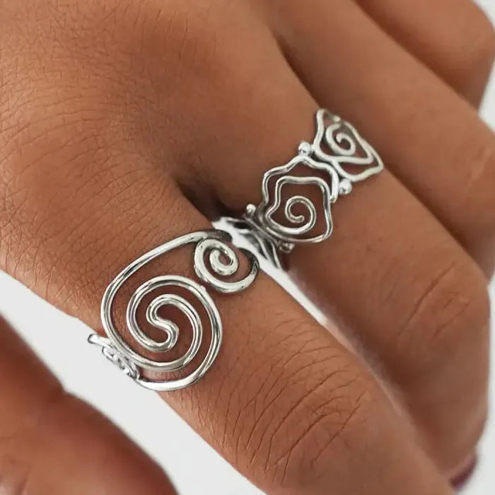 Adjustable Stainless Steel Skeleton Spiral Vortex Ring Unisex Fashion Jewelry