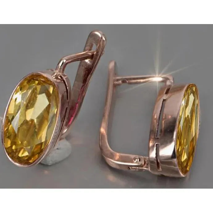 Yellow Cubic Zirconia Drop Earrings Rose Gold Zinc Alloy Wedding Jewelry