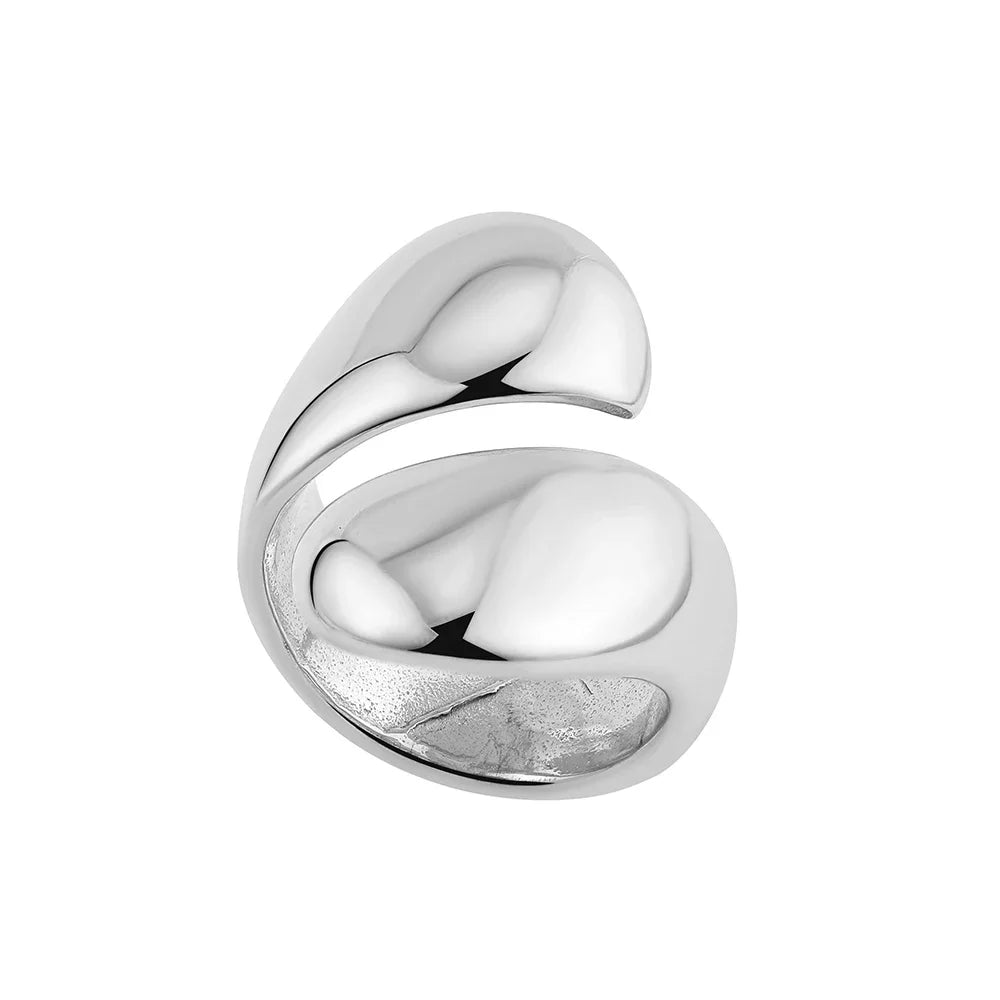 Vintage Geometric Knot Gold Plated Stainless Steel Ring Chunky Dome Jewelry Gift