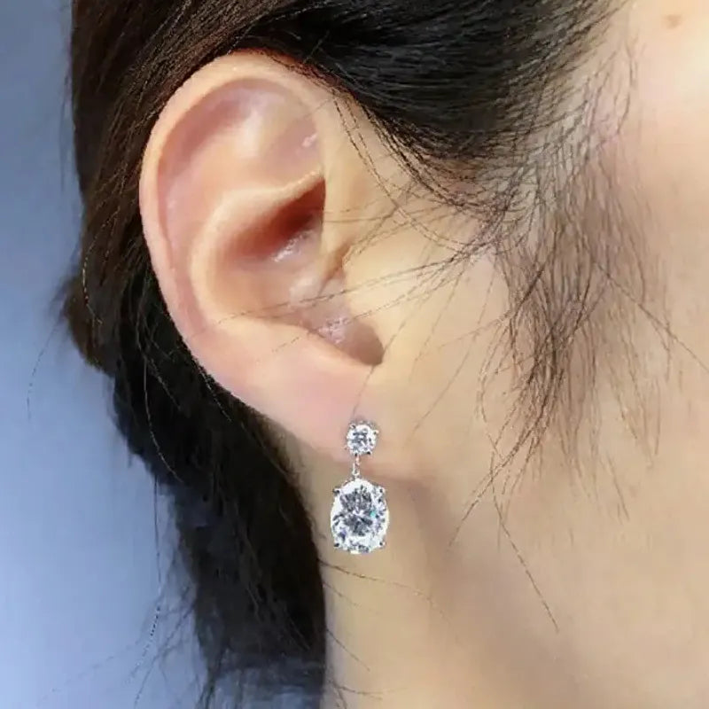 Geometric Zirconia Drop Earrings for Women Girls Copper Metal Jewelry Gift