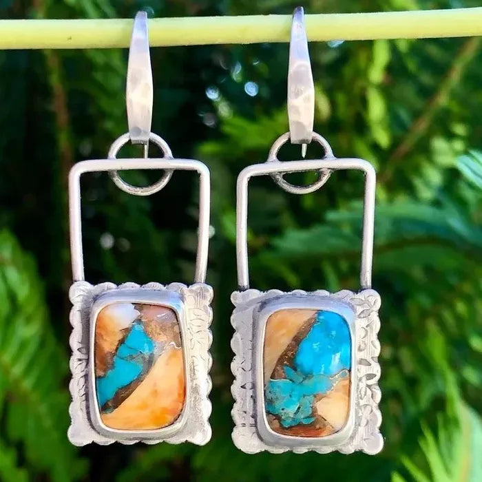 Vintage Bohemian Resin Drop Earrings Zinc Alloy Jewelry for Men & Women Gift