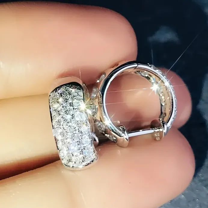 Geometric Sparkling CZ Hoop Earrings for Women Everyday Gift