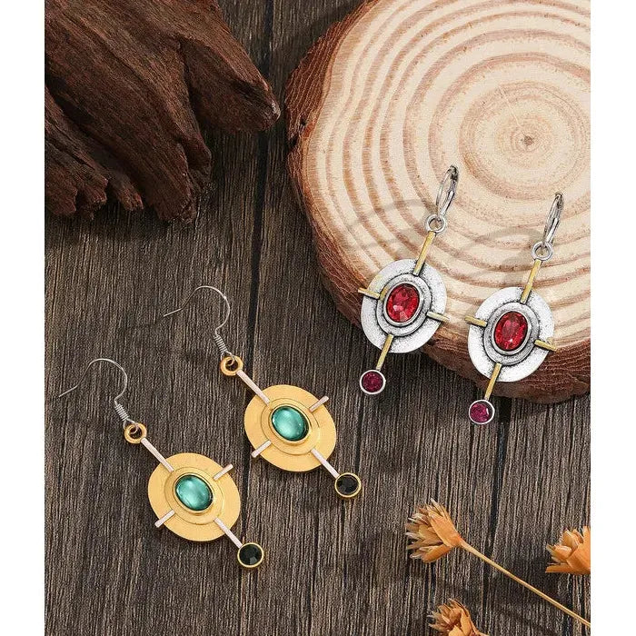 Vintage Tribal Spiral Dangle Earrings for Women Zinc Alloy Bronze Ethnic Gift
