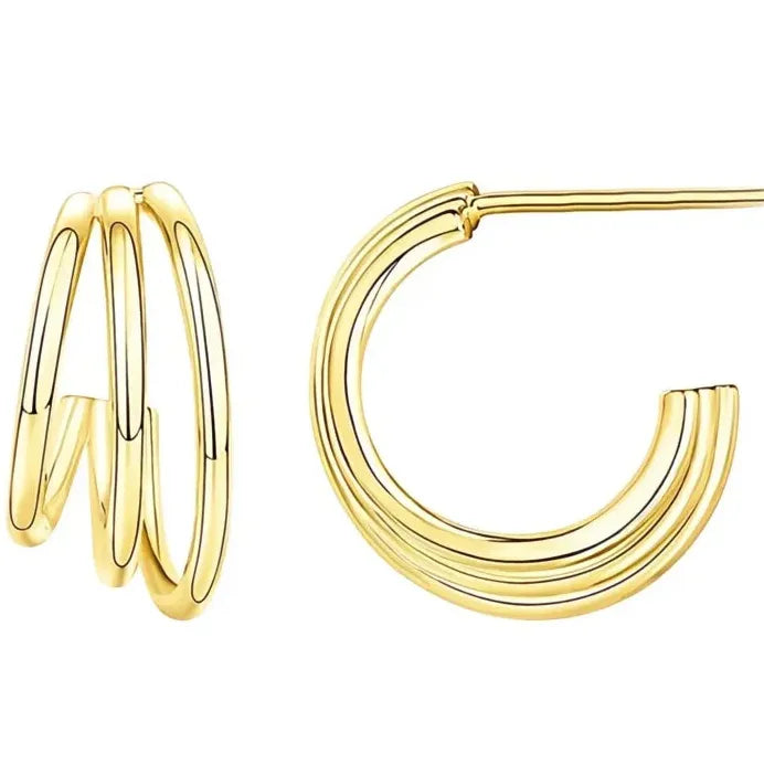 Geometric Copper Alloy Hoop Earrings for Women Minimalist Jewelry