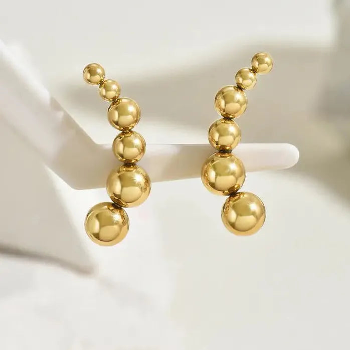 Vintage Gold Round Copper Stud Earrings for Women Classic Geometric Jewelry Gift