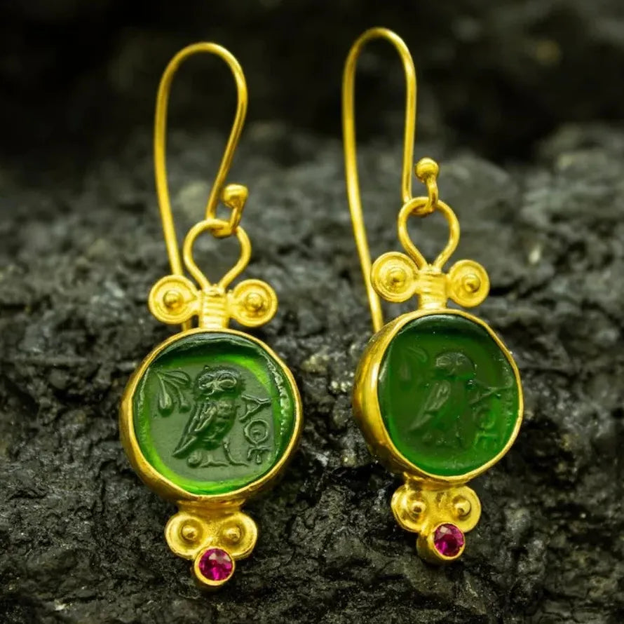 Antique Deer Coin Zinc Alloy Drop Earrings Greek Mythology Christmas Gift