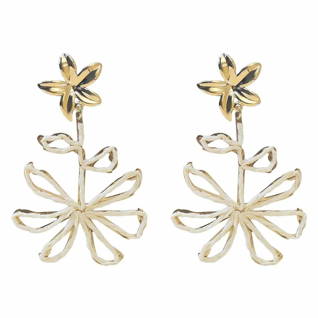 Vintage Lafite Five Petal Flower Earrings for Women Summer Jewelry Gift