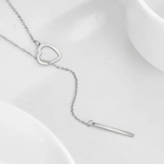 Gold Stainless Steel Heart Pendant Necklace for Women Adjustable Chain Jewelry