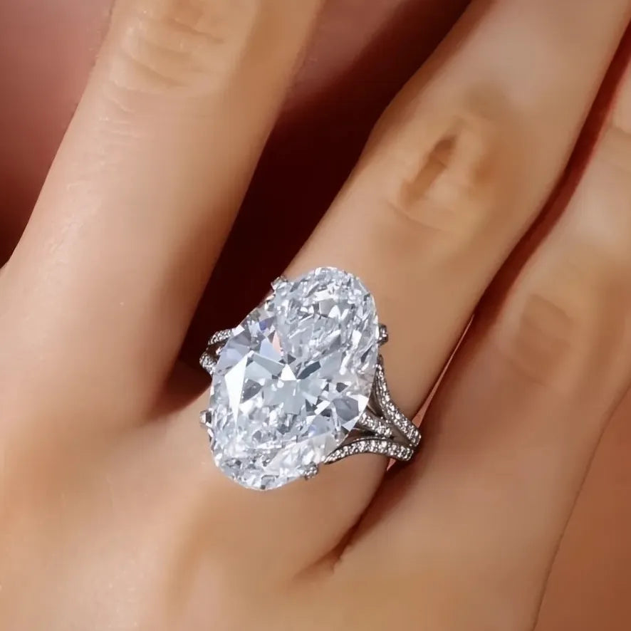Big Crystal Oval Cubic Zirconia Wedding Ring for Women Silver Color Fashion Elegant Engagement Band Jewelry Gift