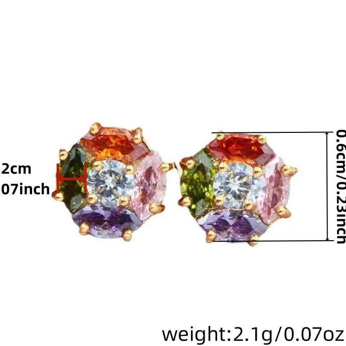 Personalized Colored Zircon Women’s Earrings Simple Exquisite Student Jewelry
