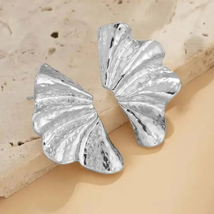 Vintage Irregular Half Flower Stud Earrings for Women Elegant Nature Jewelry