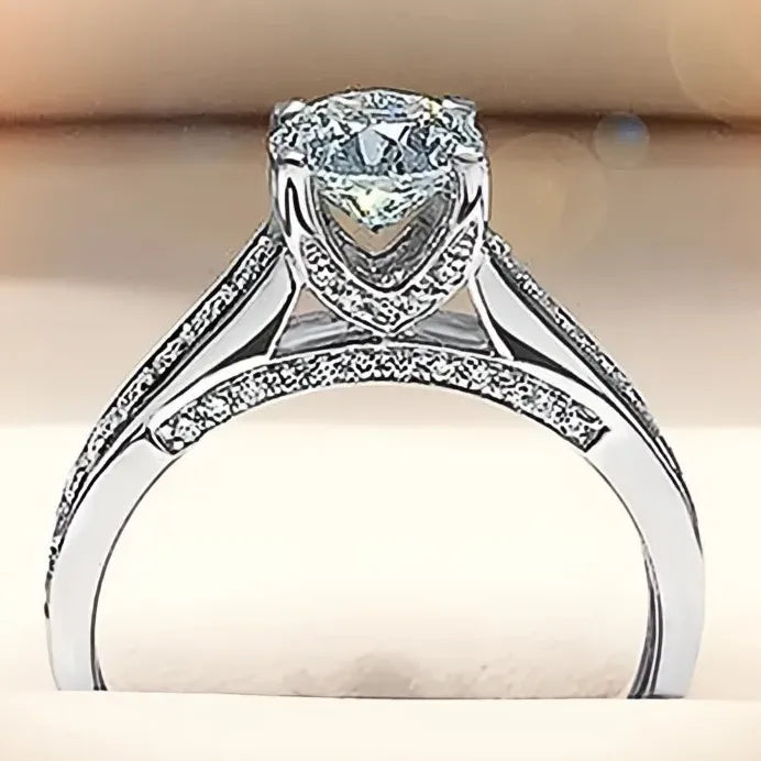 Women's Geometric Wedding Ring with AAA Cubic Zirconia Stones