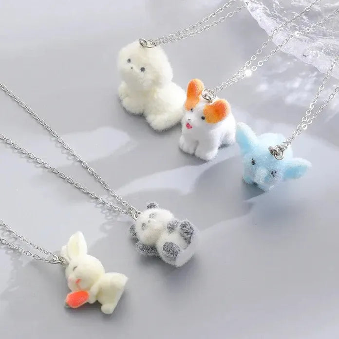 Adjustable Resin Animal Pendant Necklace for Women Panda Dog Elephant Rabbit Gift