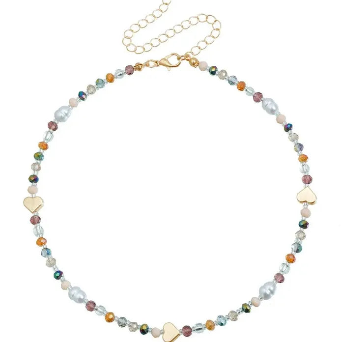 Adjustable Colourful Resin Heart Star Pearl Necklace for Women Gift
