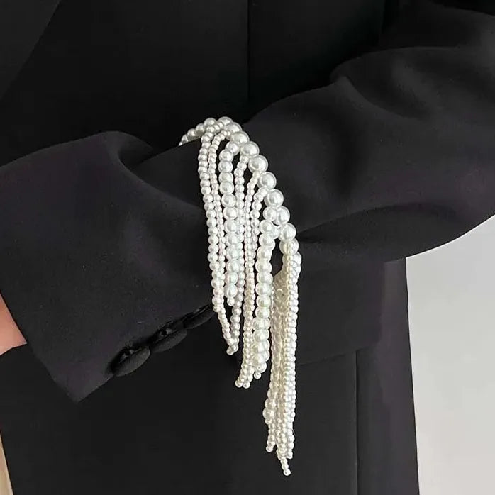 Retro Imitation Pearl Bead Tassel Bracelet Women Luxury Wedding Jewelry Gift