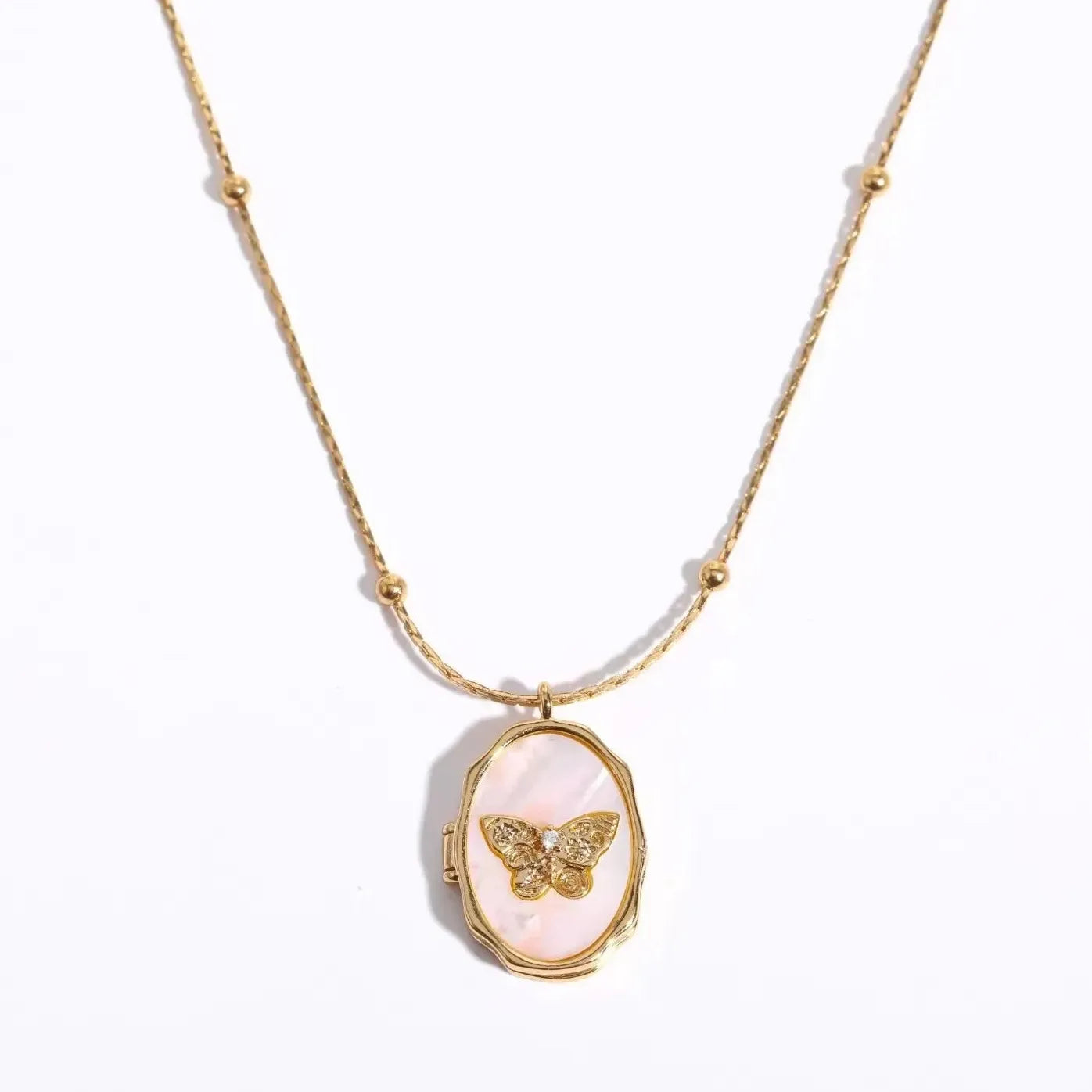 Angel Locket Necklace Photo Butterfly Frame Stainless Steel Memorial Gift