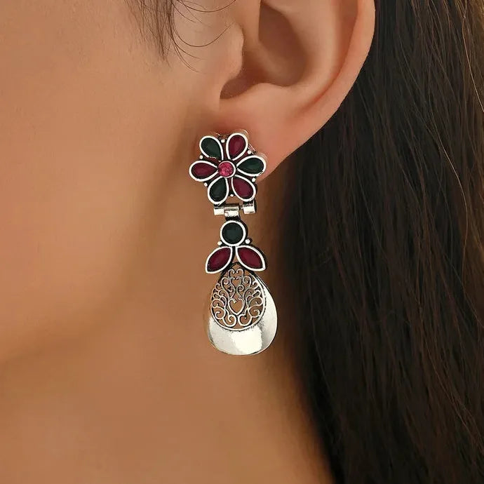Bohemian Green Stone Drop Earrings Zinc Alloy Romantic Wedding Gift
