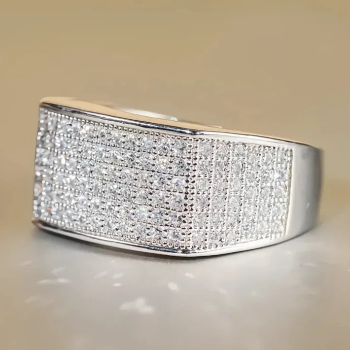 Women’s Brass Cubic Zirconia Geometric Ring for Wedding Party Jewelry