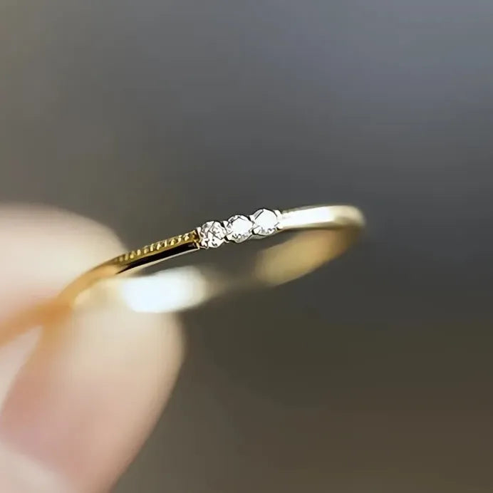 Geometric Gold & Silver Cubic Zirconia Ring for Women – Thin Trendy Design