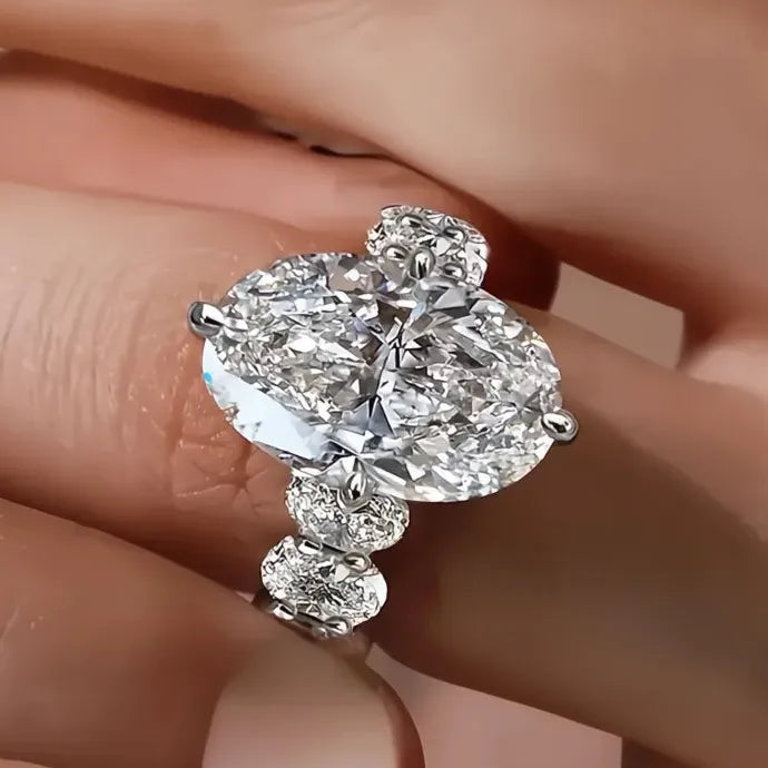 Sparkling Oval CZ Geometric Brass Women’s Wedding Party Ring Jewelry