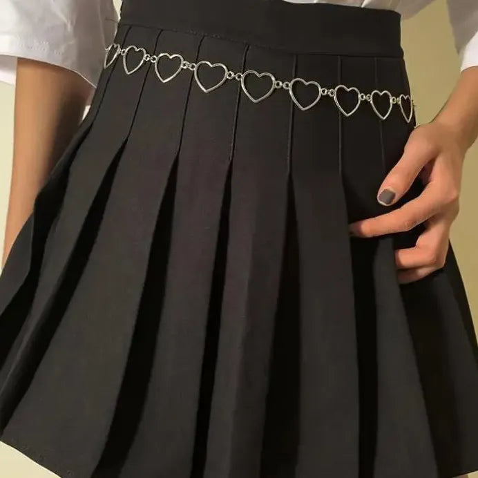 Zinc Alloy Heart Waist Chain Double Layer Hip Hop Trouser Belt Jewelry