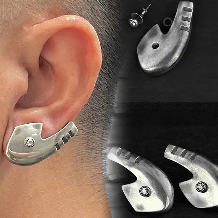 Hook-Shaped Copper Stud Earrings Cyberpunk Geometric Unisex Party Gift