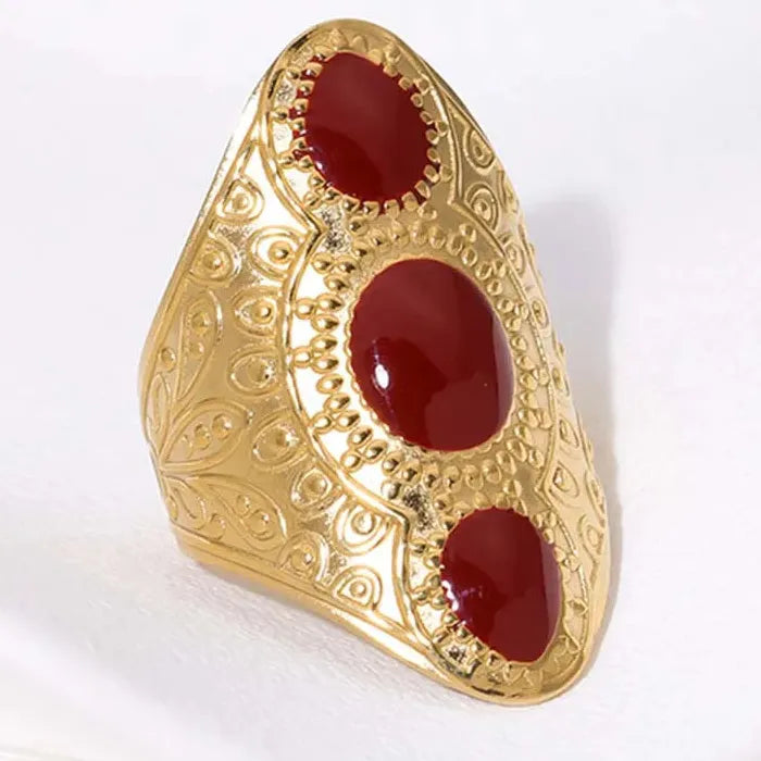 Adjustable Vintage Red Drip Oil Heart Ring for Women Stainless Steel 2025 Jewelry