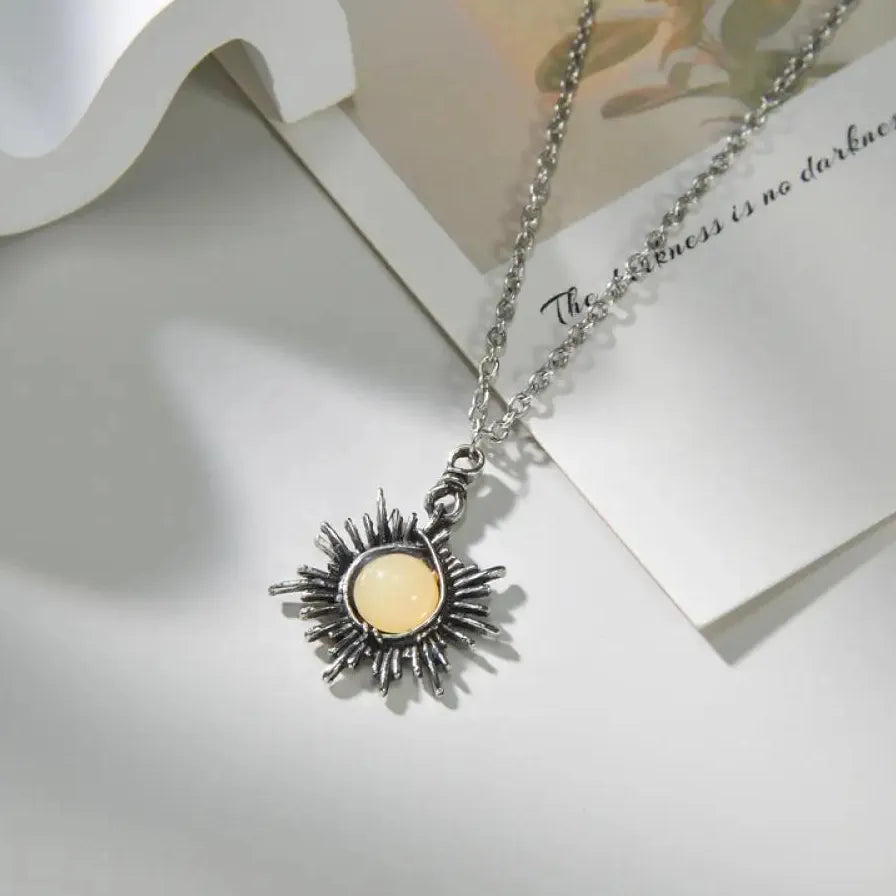 Moonstone Crescent Moon Pendant Necklace Vintage Boho Celestial Jewelry Gifts