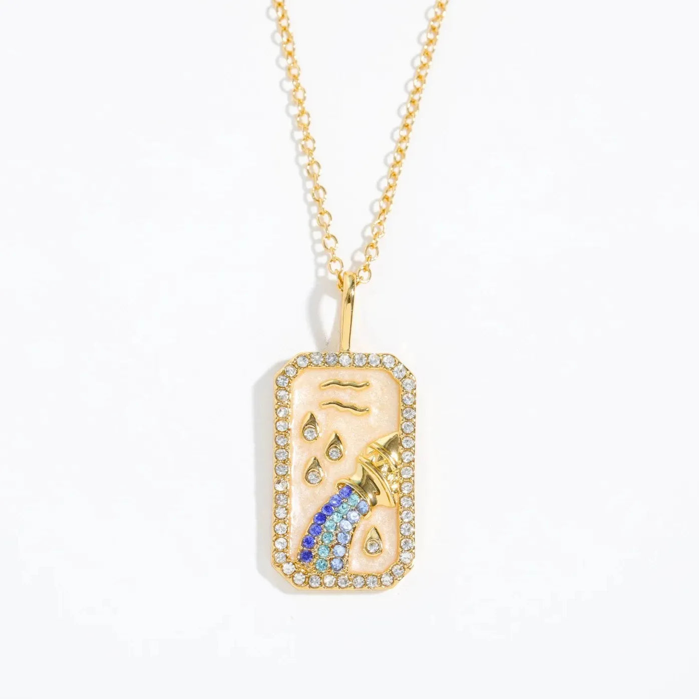 Stainless Steel 12 Constellation Necklace White Shell Zircon Punk Jewelry Pendant