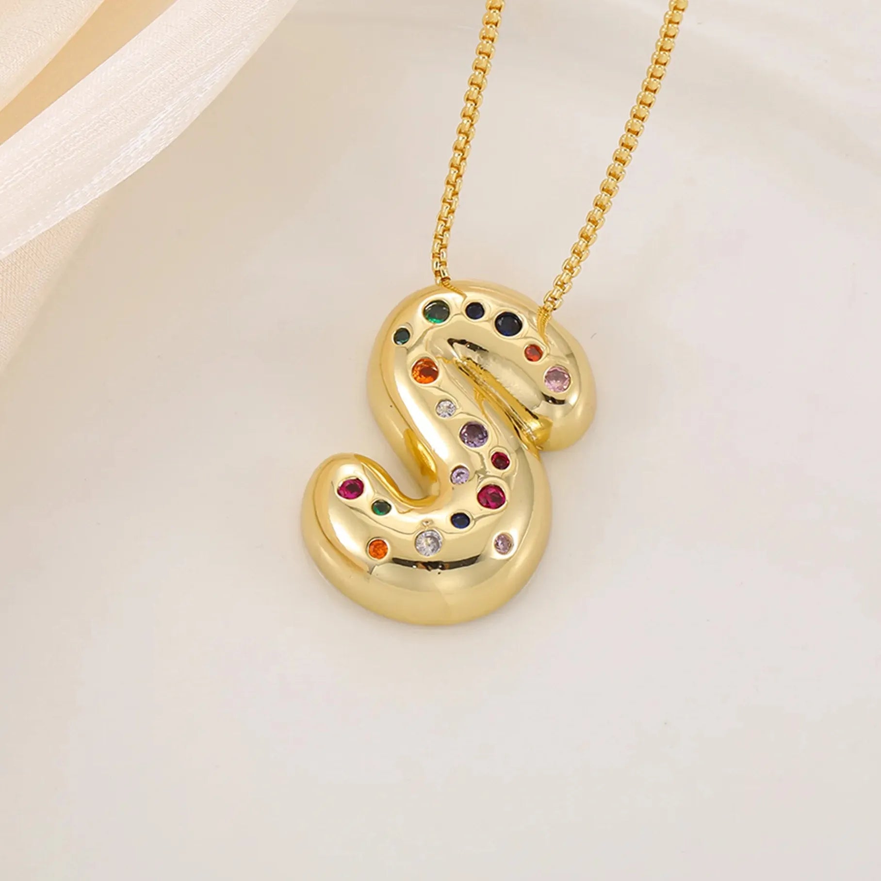 18K Gold Plated A-Z Letter Pendant Necklace for Women Gift Cubic Zirconia