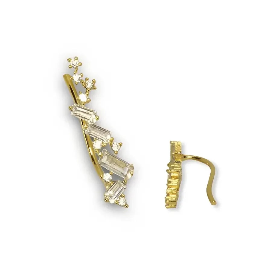 Stylish Geometric Cubic Zirconia Drop Earrings for Women, Brass Alloy