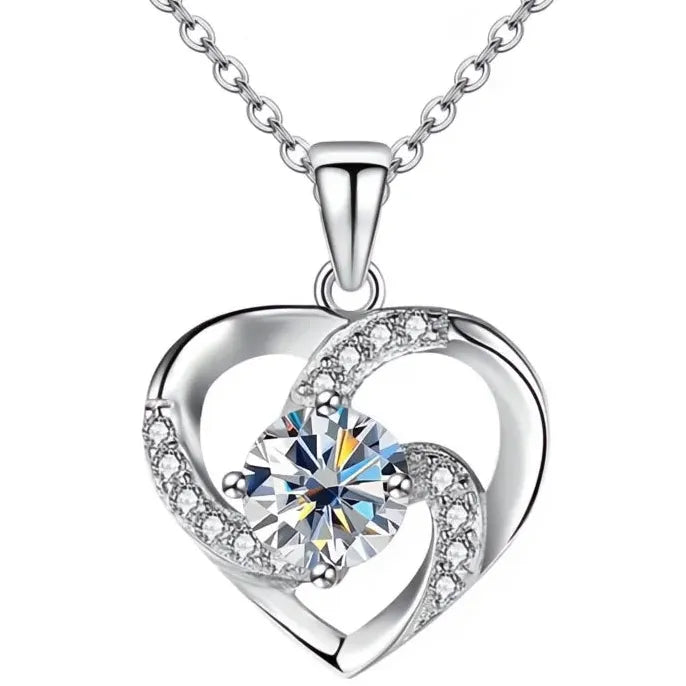 Delicate Heart Pendant Necklace for Women Wedding Jewelry Silver Cubic Zirconia