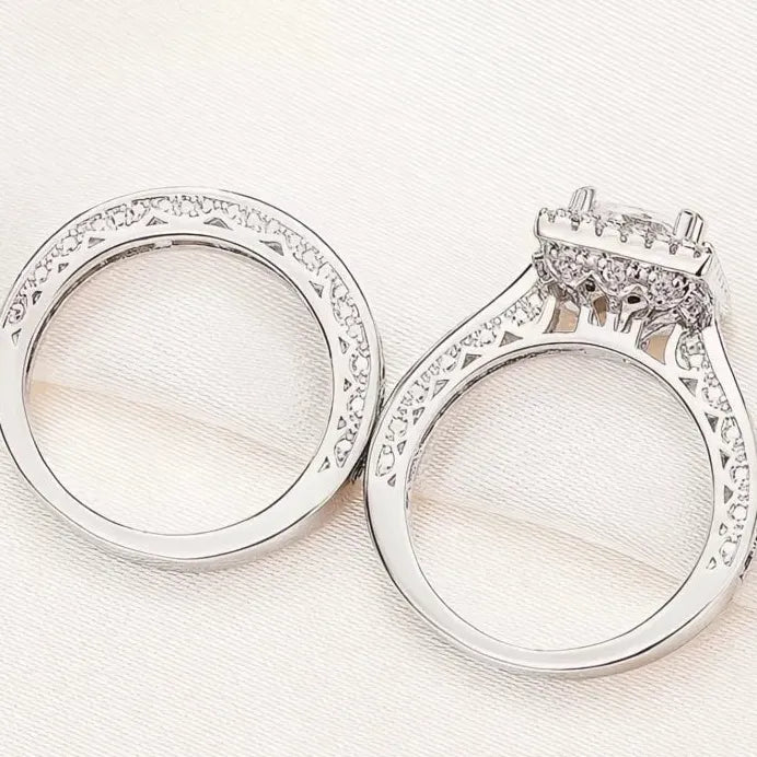 Elegant Modern Bridal Engagement Rings with Princess Cubic Zirconia Charms