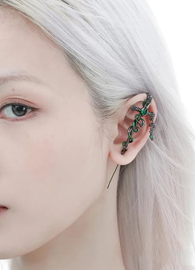 ZHUHE Black White Iced Serpentine Copper Alloy Gothic Animal Stud Earrings Men Women