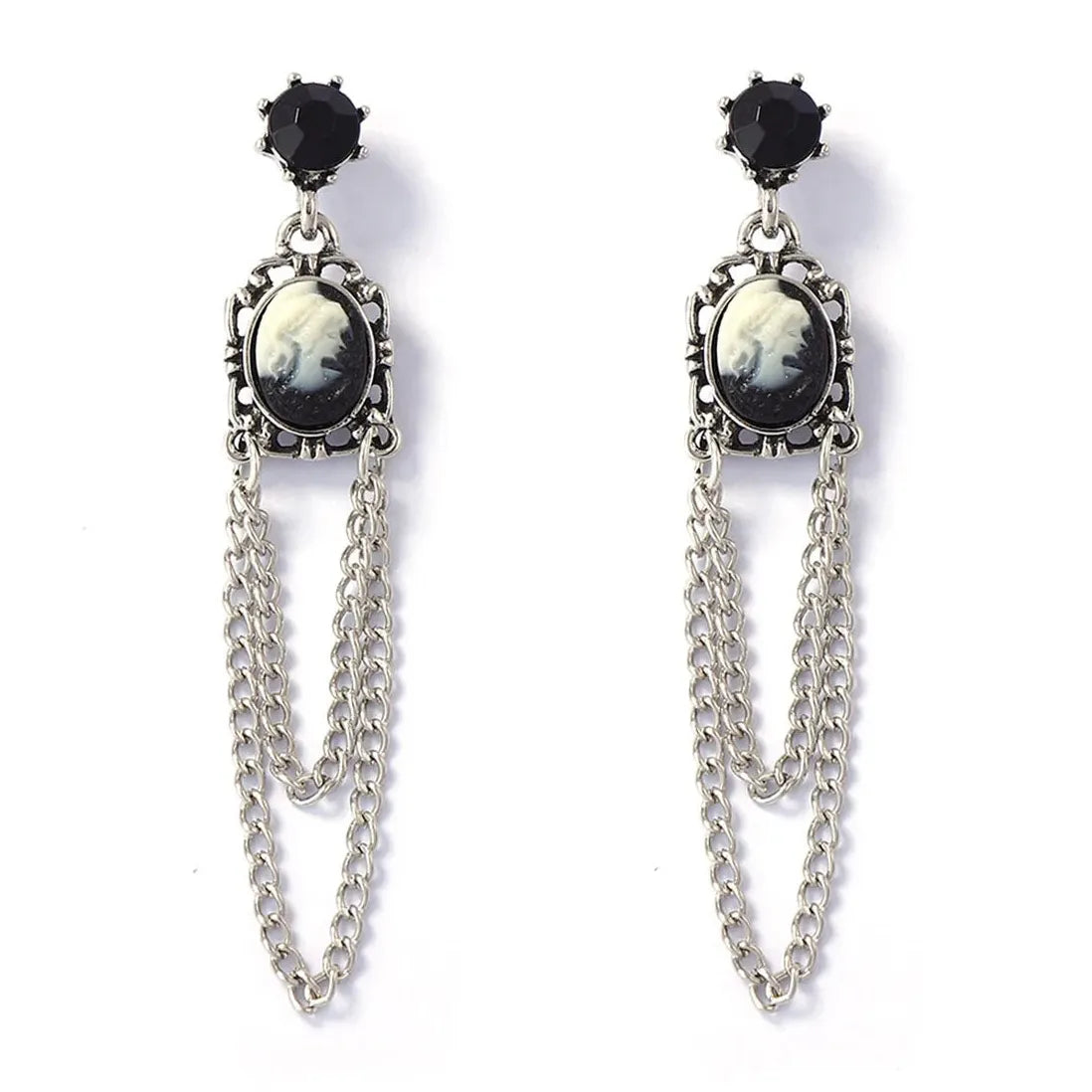 Vintage Geometric Oval Round Drop Tassel Chain Earrings for Women Stylish