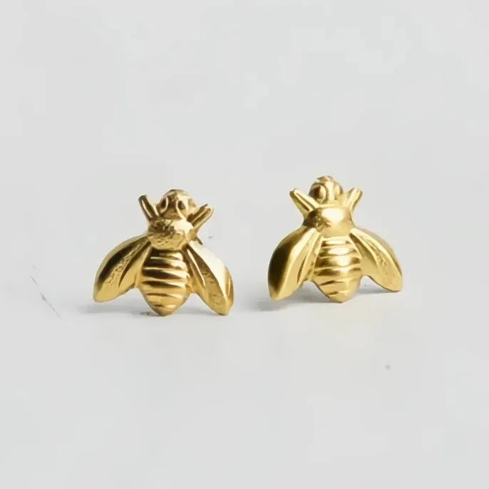 Dainty Geometric Bee Stud Earrings Copper Alloy Fashion Jewelry Gift for Women