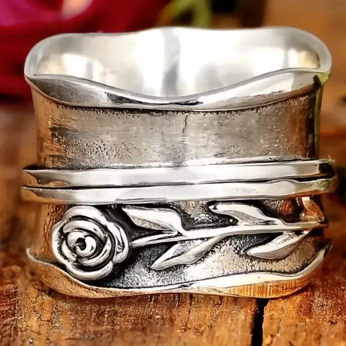 Vintage Irregular Rose Zinc Alloy Ring for Women Party Anniversary Gift Jewelry
