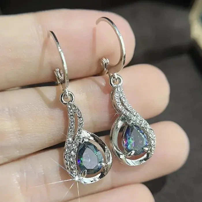 Zircon Crystal Water Droplet Earrings for Women Girls Wedding Party Jewelry Gift