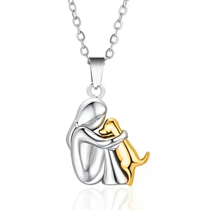 Cute Little Girl Puppy Pendant Necklace for Women Dog Jewelry Zinc Alloy