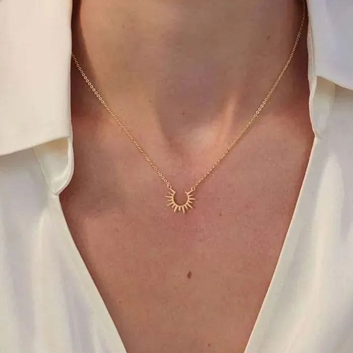Gold Bowknot Pendant Necklace for Women Beaded Chain Fashion Jewelry
